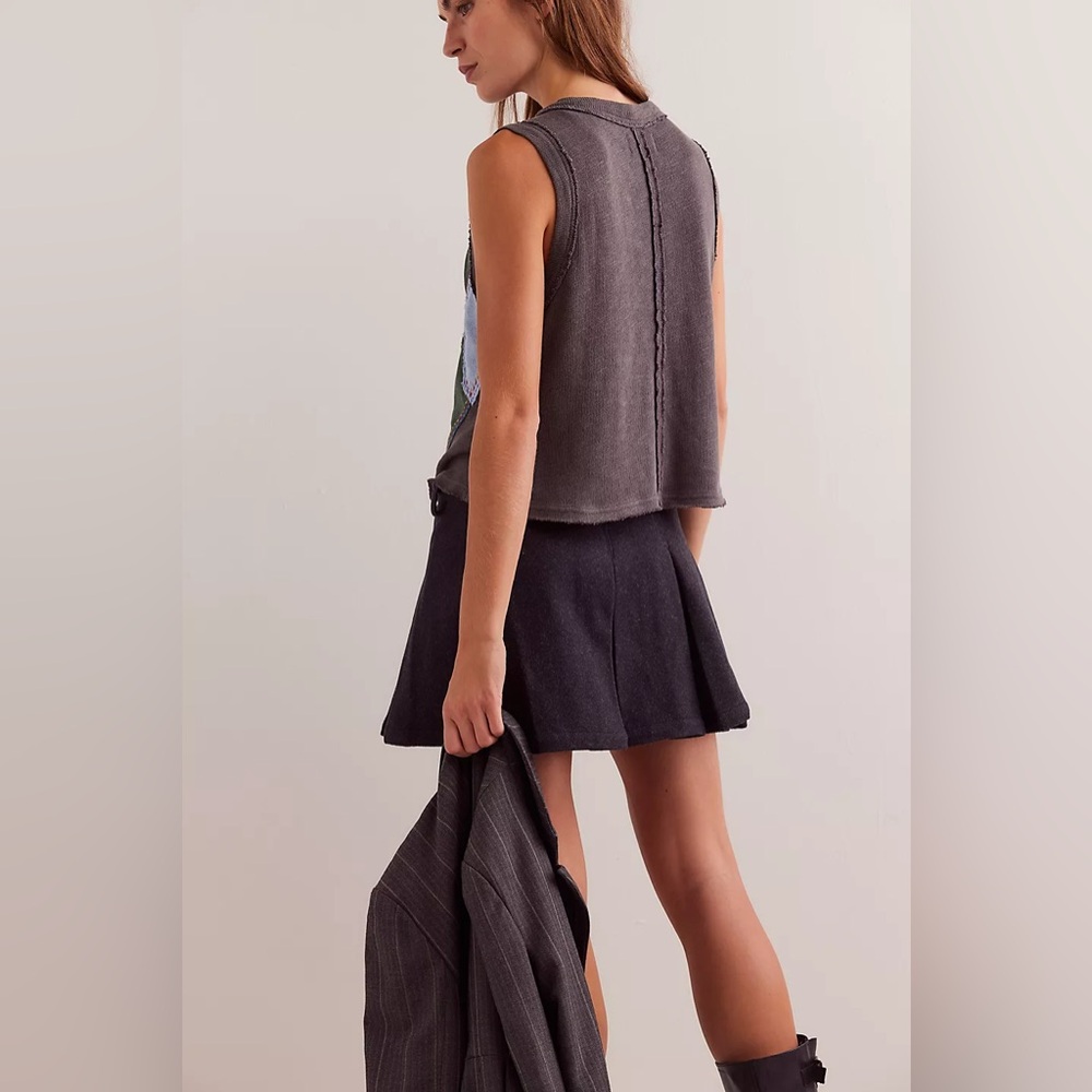 Free People Charcoal Gray Knit Vest with Green & Light Blue Argyle - Picture 9 of 9
